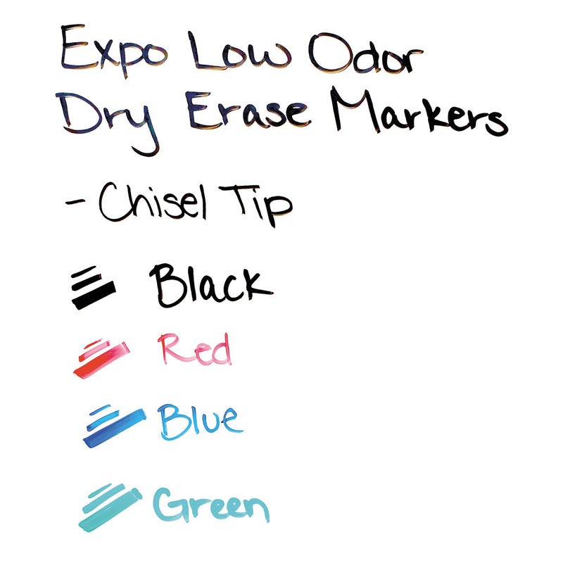 EXPO Low Odor Dry Erase Markers, Chisel Tip, Basic Assorted, 4 pk - Image 4
